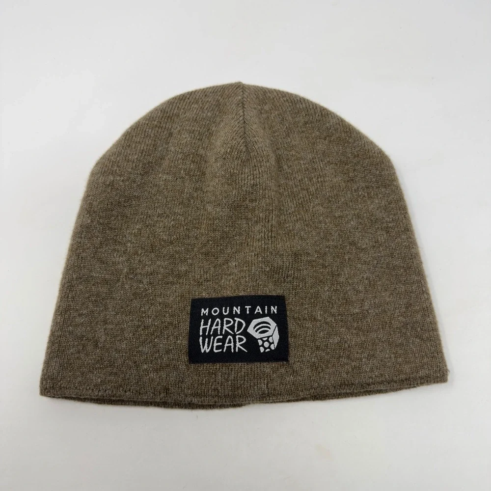 Mountain Hardwear Wool Blend Brown Knit Logo Patch‎ Beanie Hat Unisex OSFM